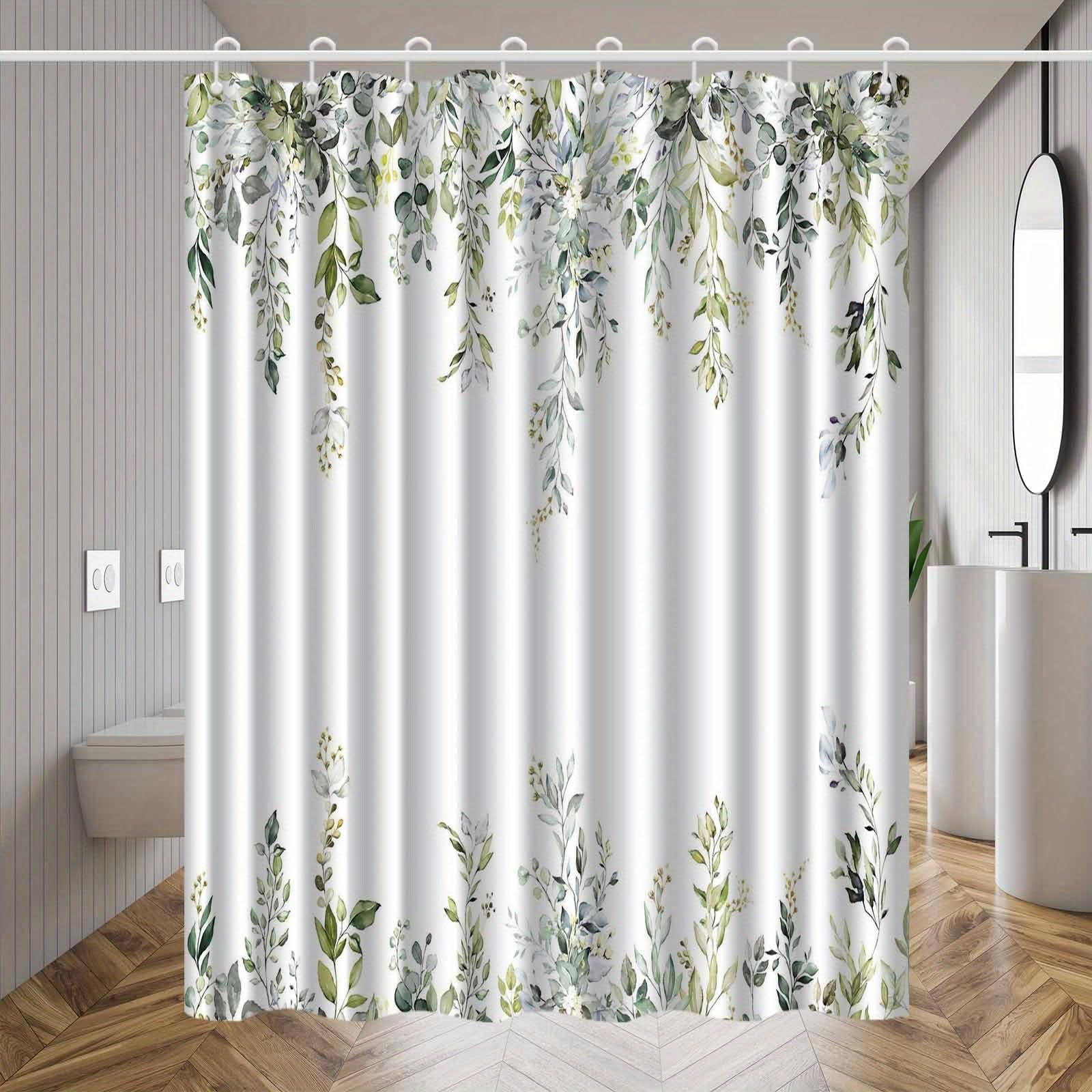 Rideau de douche feuilles de vigne vertes 123x220 cm pour séparation et décoration de salle de bain