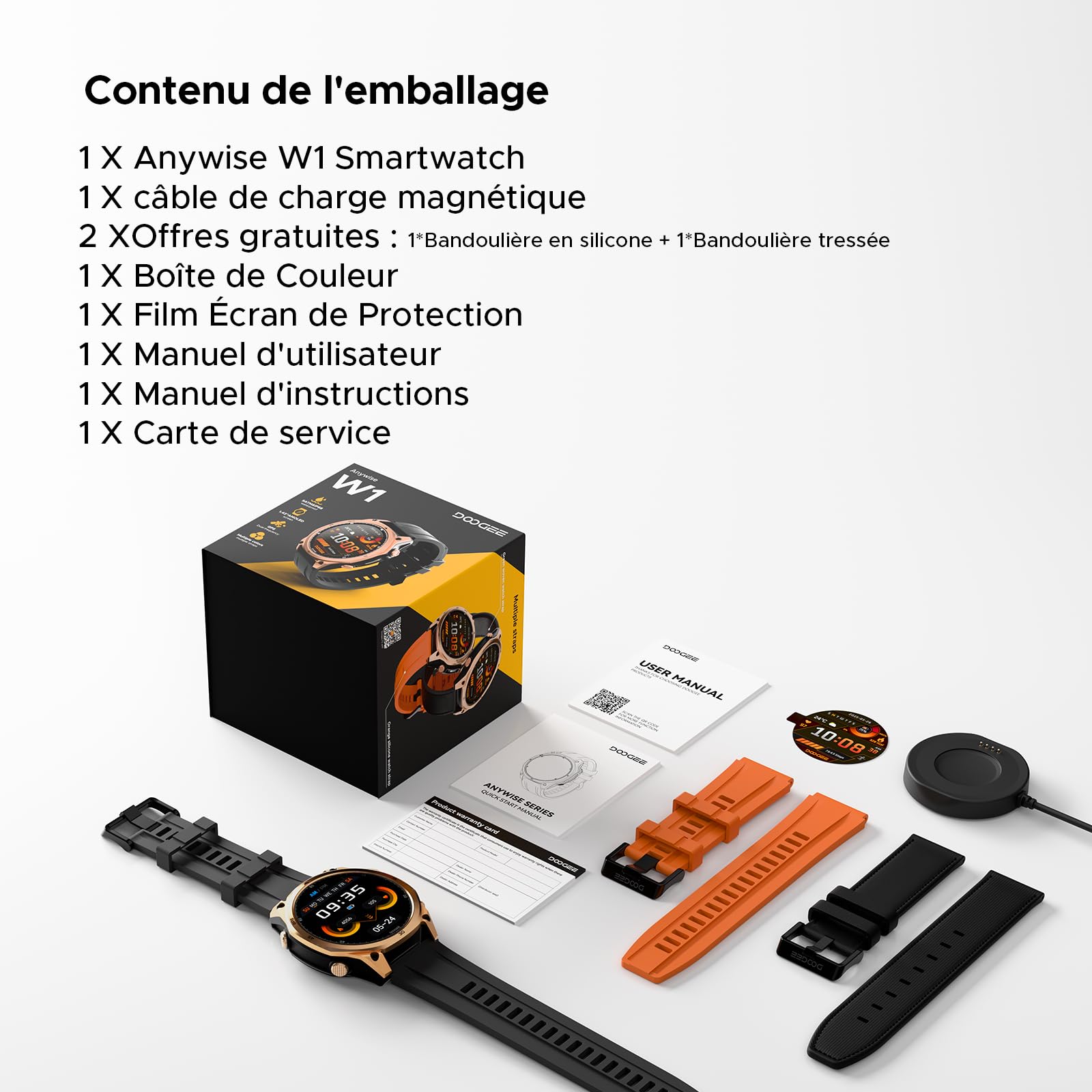 Anywise W1 AI Montre Connectée Homme, 5ATM Dual-Band GPS Tactical Watch,1,43'' AMOLED Screen, 170+ Modes Sport, Appel Bluetooth,18 Days Battery,LED Flashlight,Compass,pour Android/iOS,3 Strap