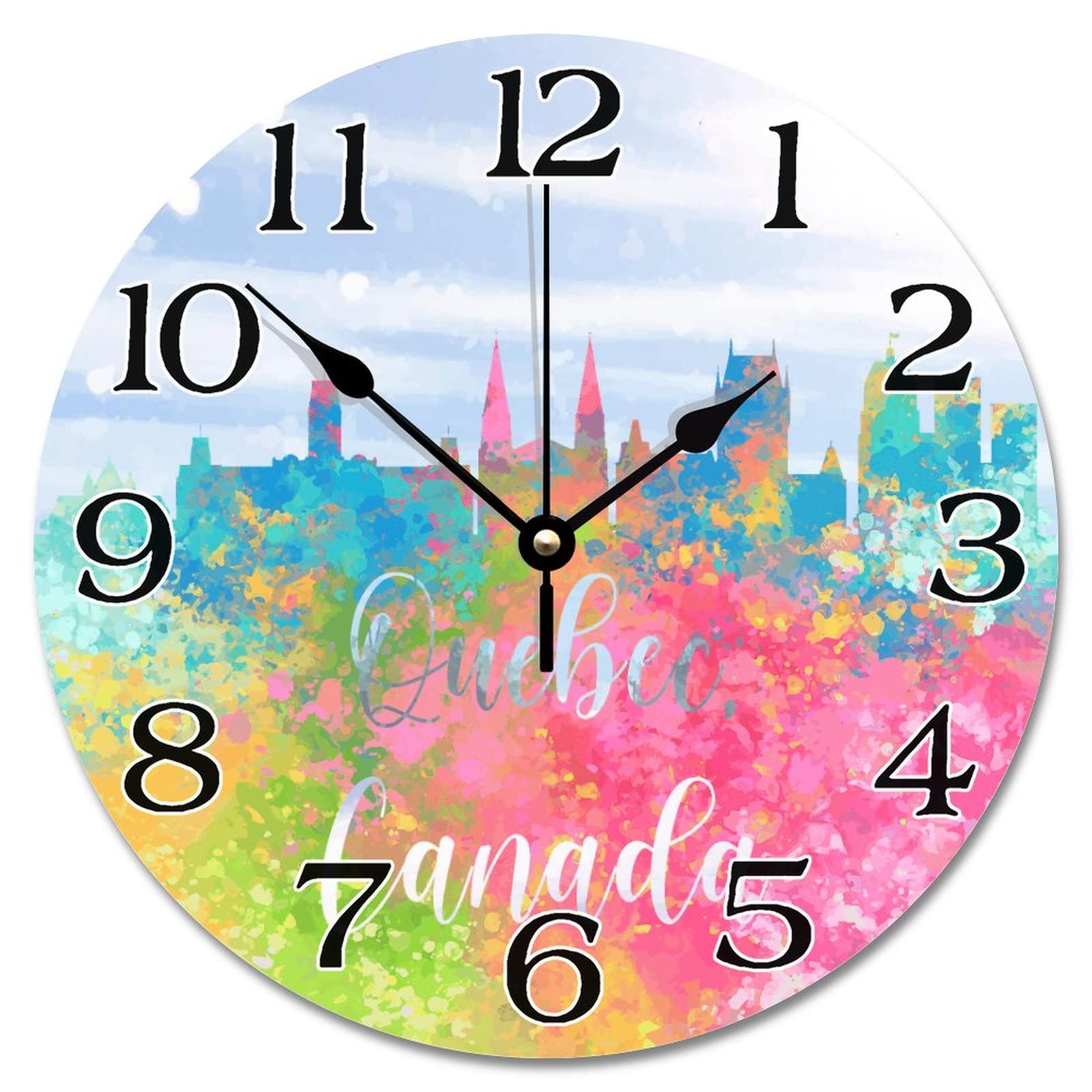 Horloge murale 38cm cadeau ami étranger souvenir silhouette Canada arc-en-ciel