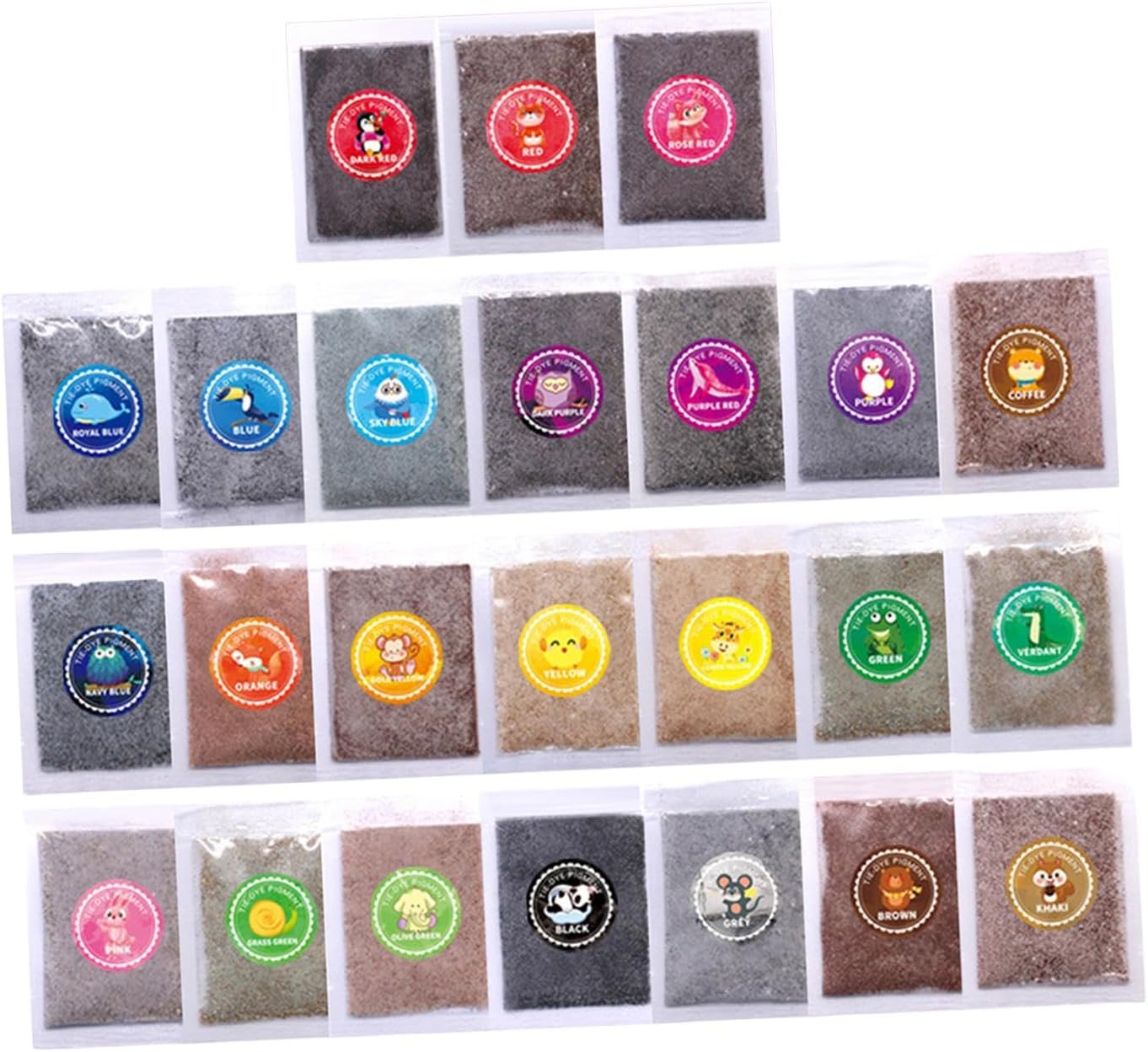 YIJU Tie Dye Powder Bulk Tie Dye Refill Powder Packets Bright 24 Colors
