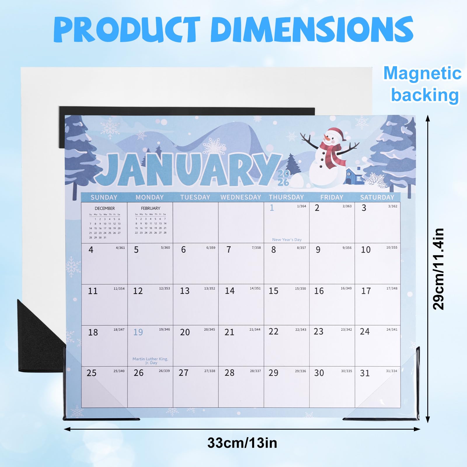 2026 Magnetic Calendar, 33x29cm/13x11.4in January 2026 - June 2027 Seasonal Theme Magnetic Month Tear Off Pad Calendar for Refrigerator Fridge Home Office School(Style D) - Image 2
