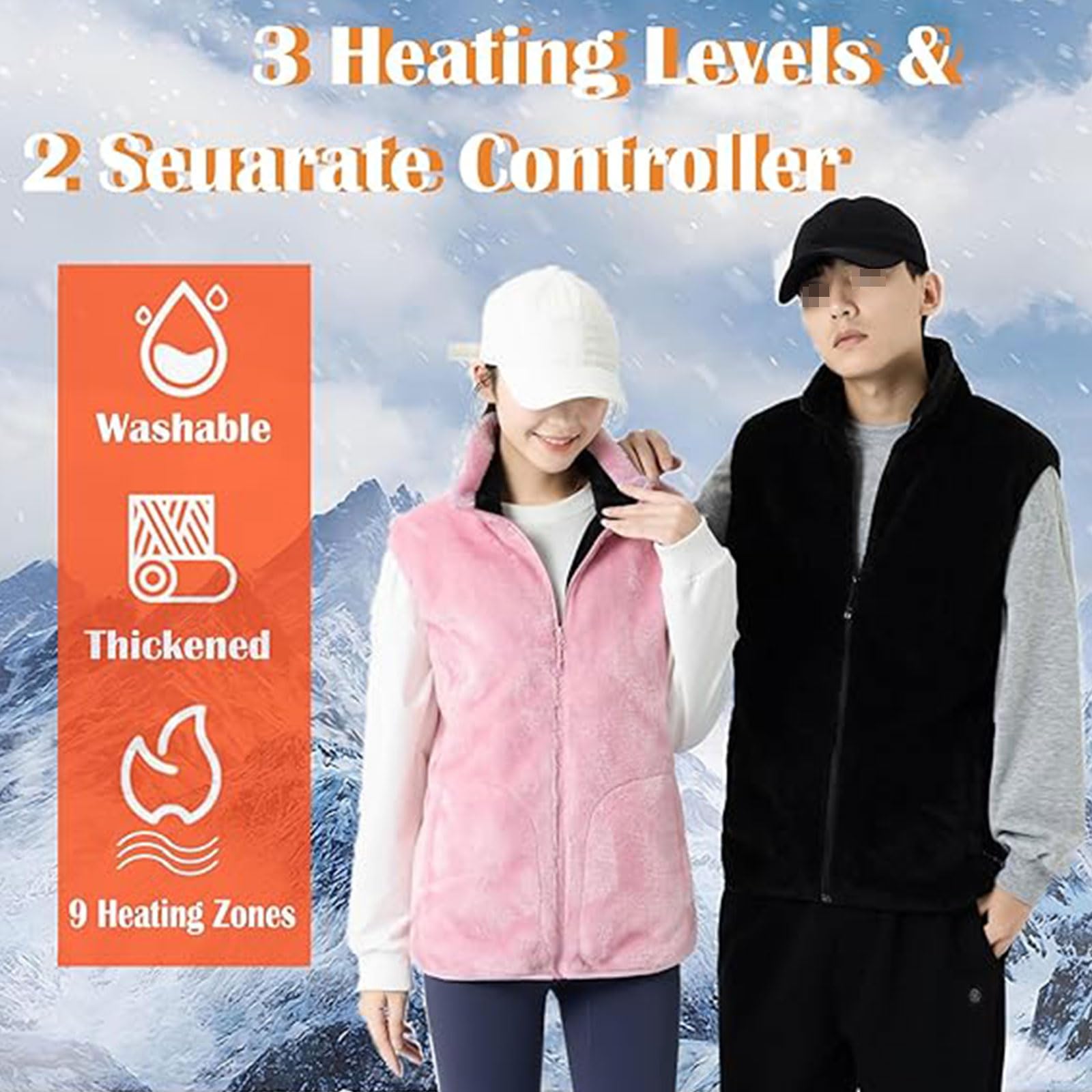 Elektrisch verwarmd vest, 3 kraampjes Instelbare temperatuur Wasbaar verwarmd vest, USB-oplaadgiletjack Warm vest voor kamperen Wandelen Skiën Paardrijden,Pink- 4XL/bust 126CM