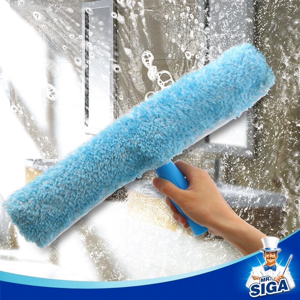 MR.SIGA Professional Window Cleaning Combo - Squeegee & Microfiber Window Scrubber, 14" : Health & Household