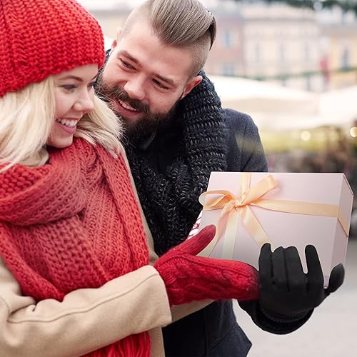 Miniatura 5 de Cajas de regalo rosas con tapas, paquete de 3, caja de regalo mediana de 11 x 8 x 4 pulgadas con cinta, cajas de regalo plegables con cierre