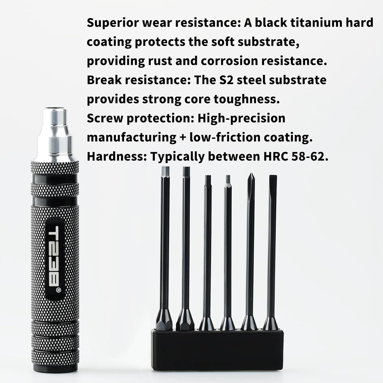 T238-Hex Screw Driver Set, Titanium Hexagon Screwdriver, for Airsoft Tool Multi-Axis FPV Racing Drone RC Quadcopter Helicopter Car Models（1.5MM/2.0MM/2.5MM/3.0MM / Slotted&Cross 3.0MM）