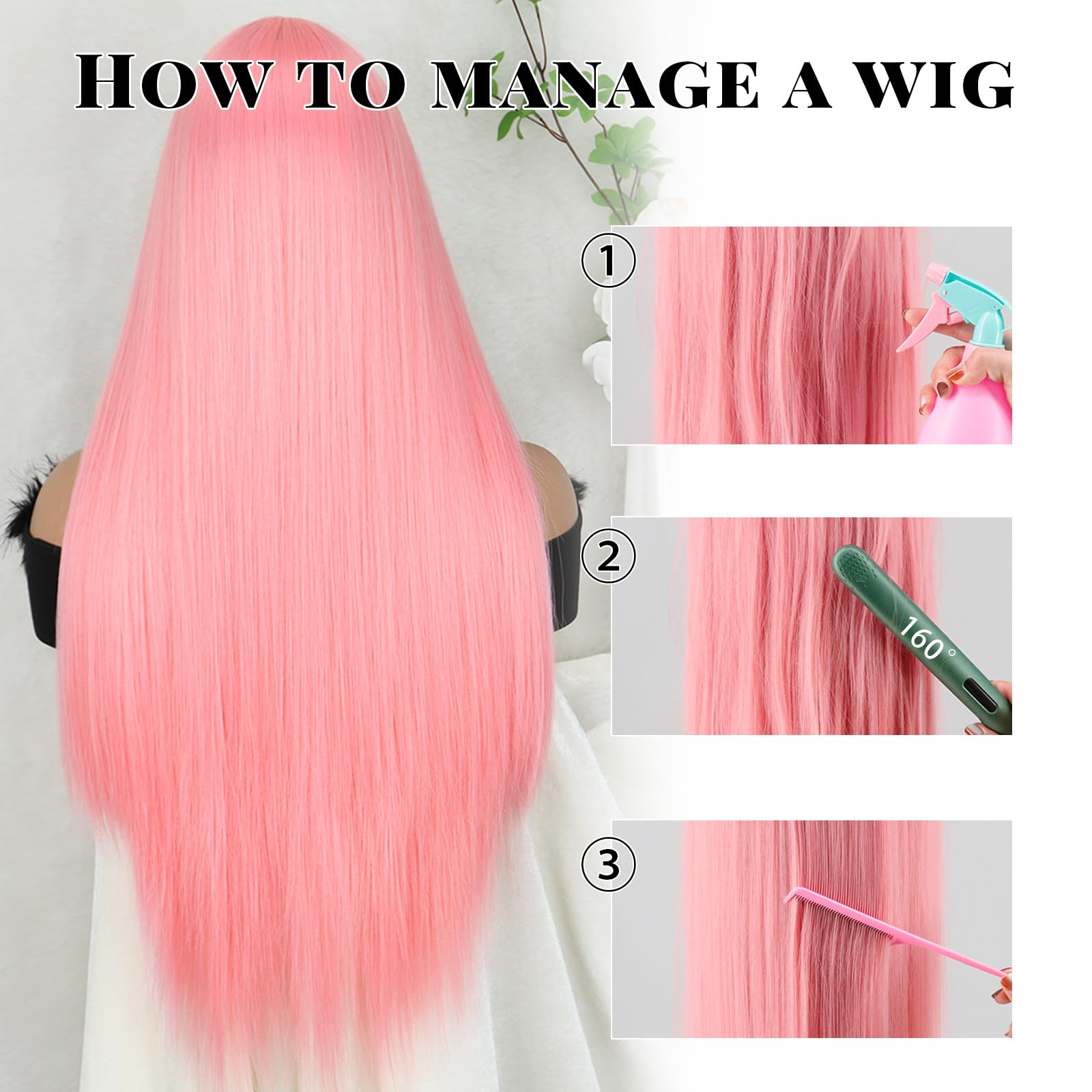 Xinran Long Straight Synthetic Wig with Partial Lace