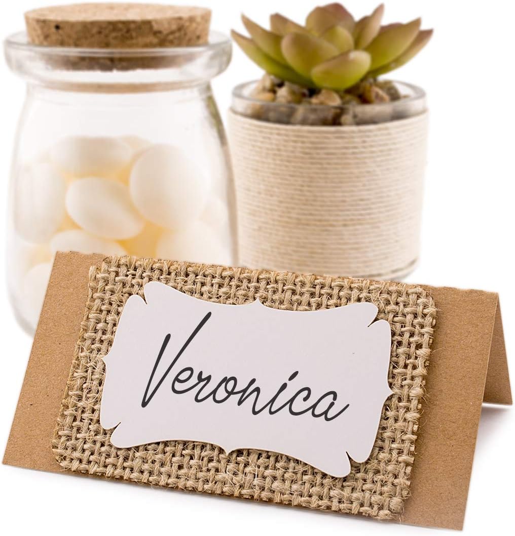 Summer-Ray.com 50 Hessian Rustic Kraft/Burlap Wedding Party 3-Layer Place Cards/Escort Cards