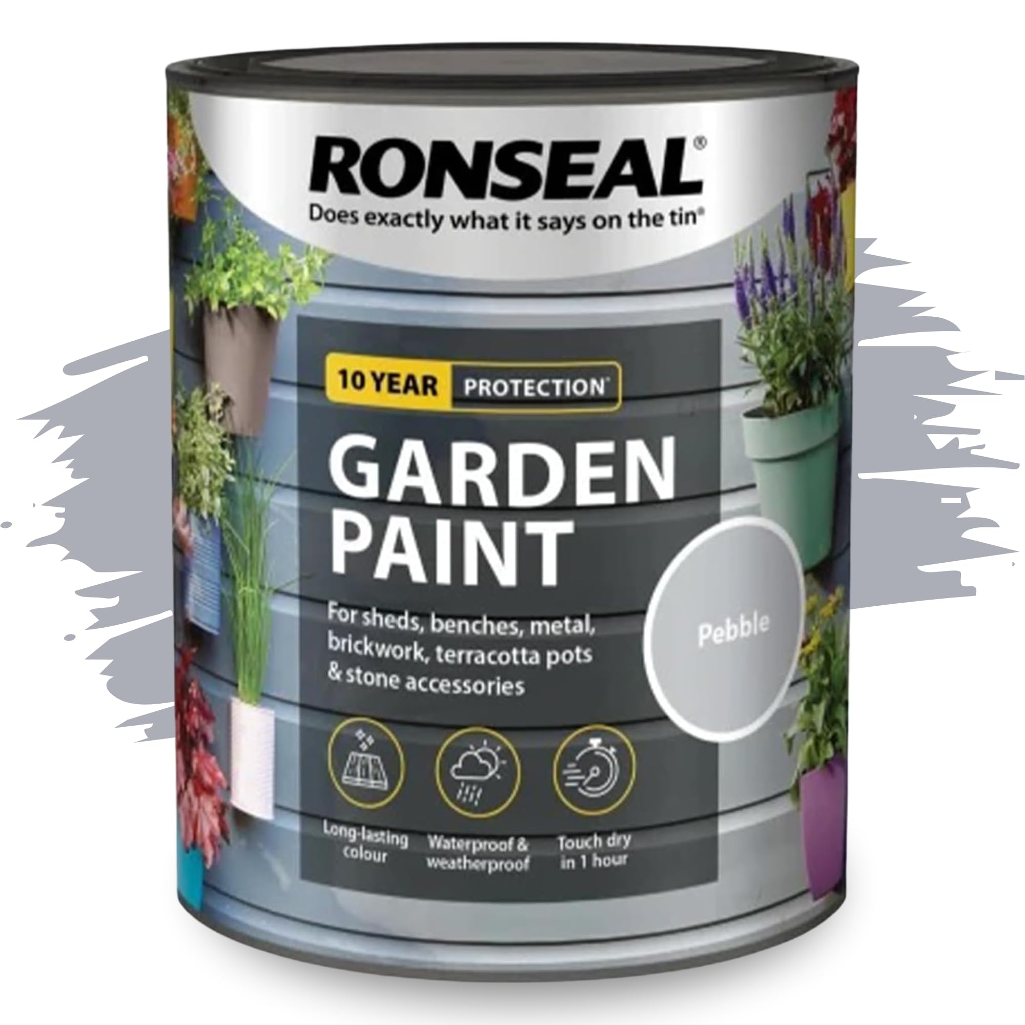 SAVING HUB Fence Paint Garden Shed Paint 750ml - Exterior Wood Paints Tin Waterproof, Weatherproof Paints - For Benches, Metal, Brickwork, Terracotta Pots, Stones Tin (Pebble)