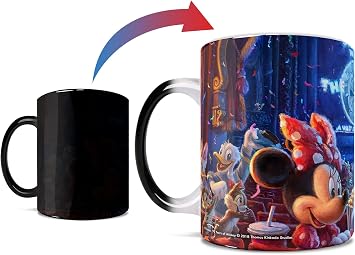 Morphing Mugs Disney Thomas Kinkade Mickey and Minnie Mouse 90Th 11 oz | Heat changing ceramic mug | Hidden design reveal | Home, office or travel use