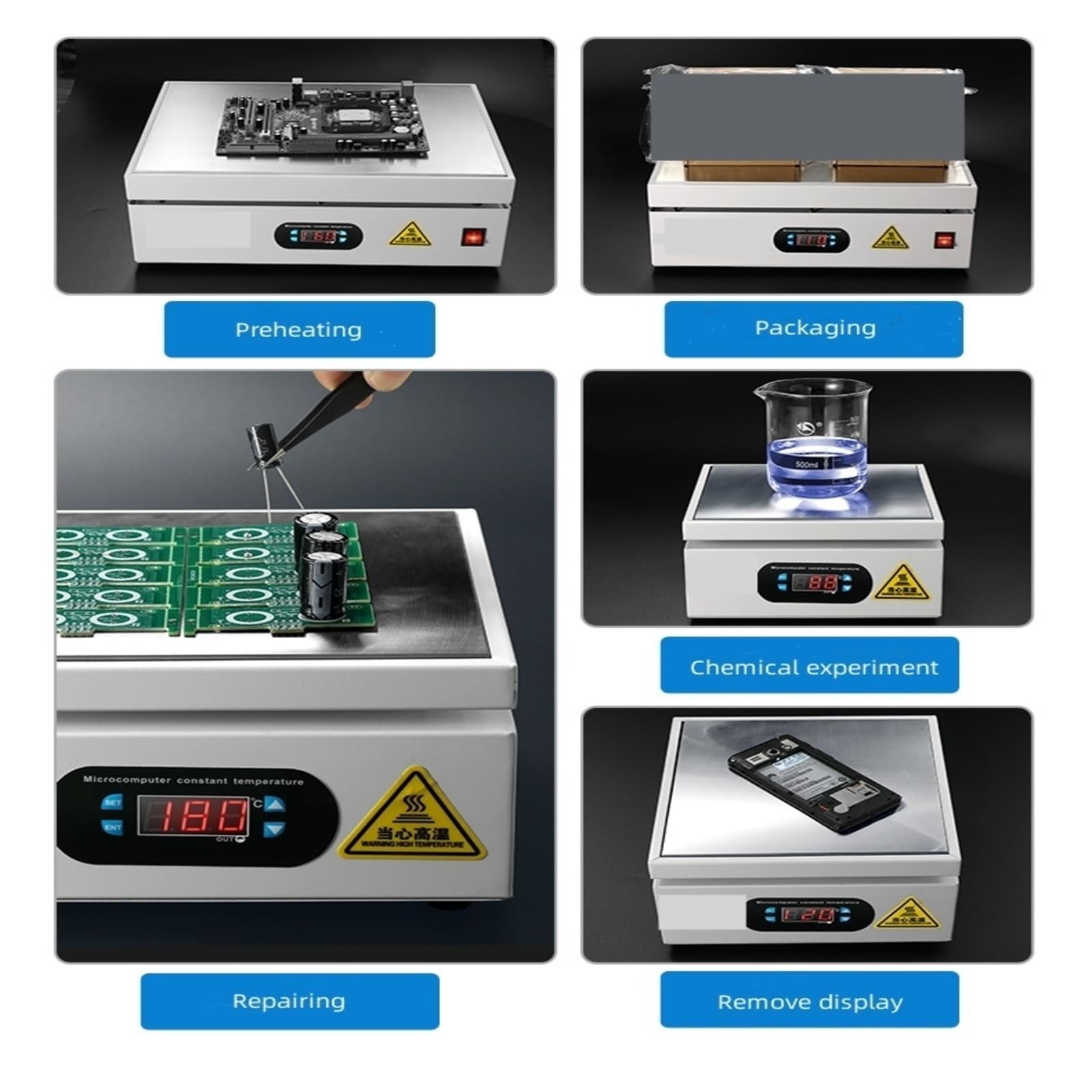 Heizstation, Heizstation Elektronische Heizplatte Tisch Vorwärmplattform für BGA PCB SMD Telefon LCD Touch Screen Reparatur,für Labor