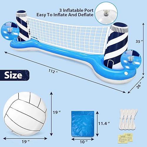 Miniatura 2 de Juego de flotador inflable de red de voleibol con pelota de playa de 19 pulgadas, diseño de faro, juguetes flotantes para deportes acuáticos para