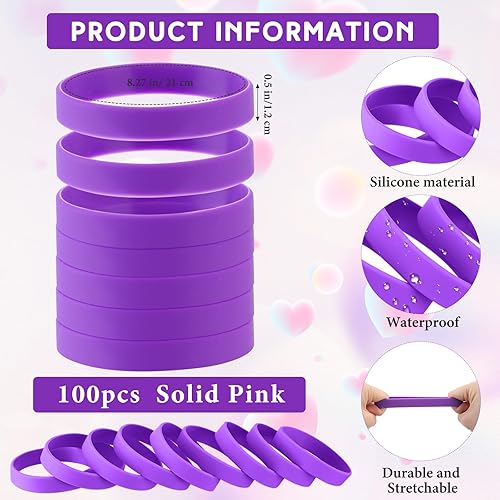 Vista 71 de Liliful 100 pulseras de goma de silicona para mujeres y hombres (verde)