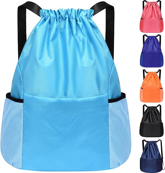 InfiniZer Sports Drawstring Bags Waterproof Swimming Bag for Kids Adults Unisex Large Capacity Foldable Gym Bag for Swimming Gym School Travel Hiking - 1