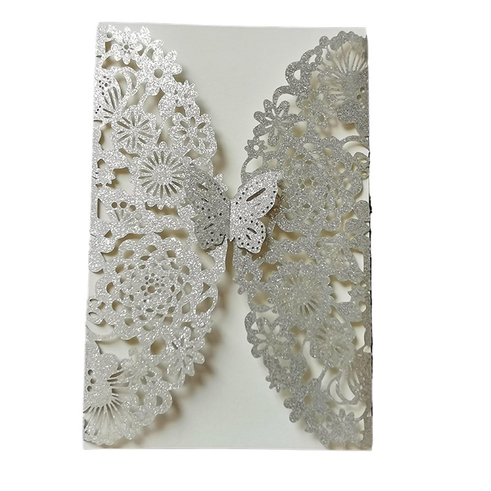 Einladungsumschläge, Schmetterlings-Hochzeitseinladungskarten, 10 Stück, glitzernd, mehrfarbig, mit Umschlägen(Glitter Champagne,Only Cover)