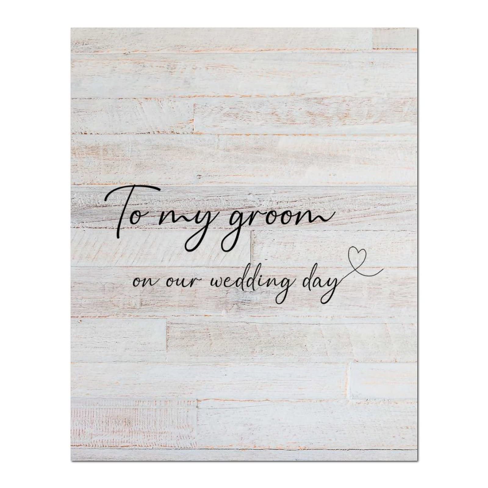 Plaque de mariage To My Groom en bois rustique 40x50 cm pour déco murale chambre