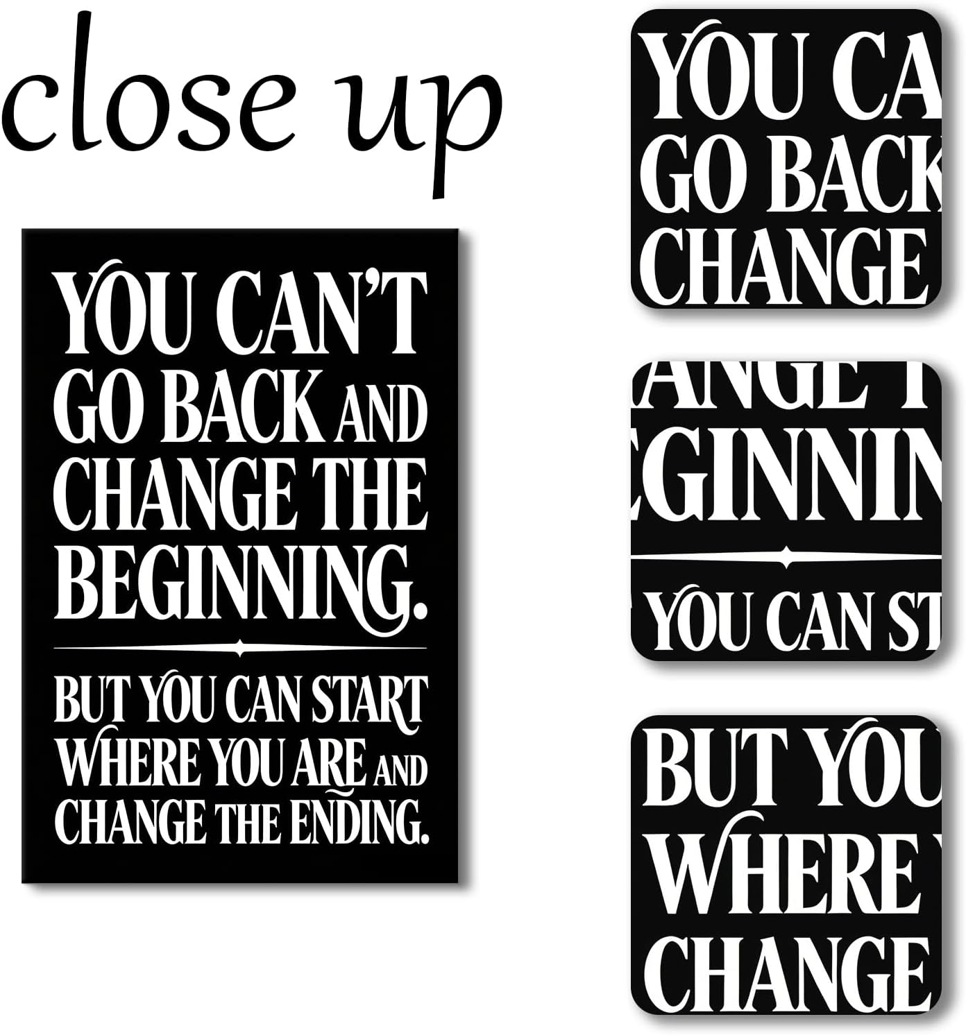 YSPMINGC Canvas Wall Art, Gray Motivational Typography Poster Decor Set Art image 5