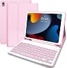 Case with Keyboard for iPad 9 Generation 10.2 inch, UK Layout Keyboard Case for iPad 9th Generation 2021 8th Gen 2020 7th Gen 2019 with Pencil Holder,Keyboard for iPad 9th Generation 10.2, Pink
