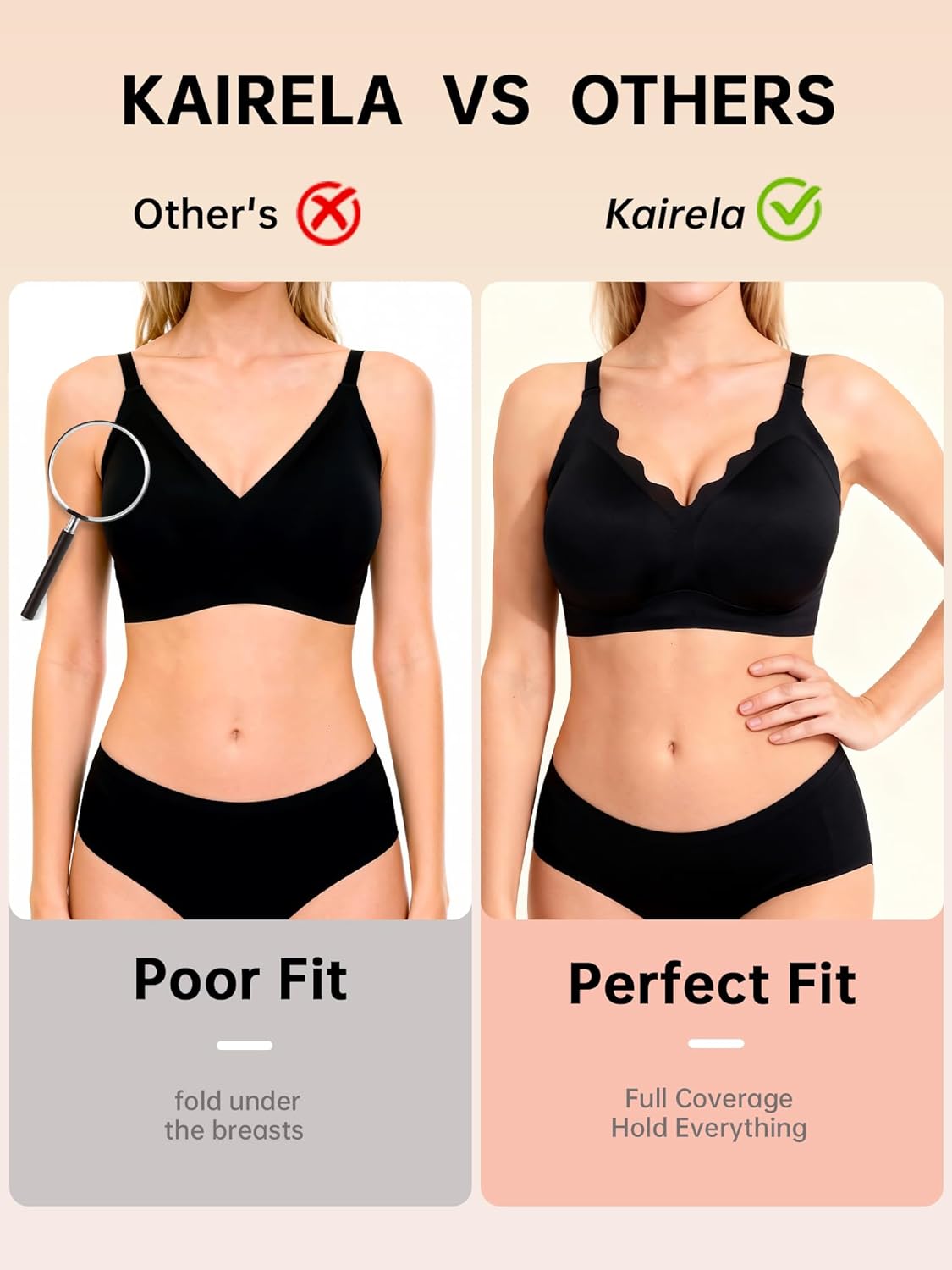 Womens Deep V Bras Wireless Comfortable Bra Supportive No Underwire Bras Tshirt Push Up Bralettes Plunge Seamless Bra - Image 3