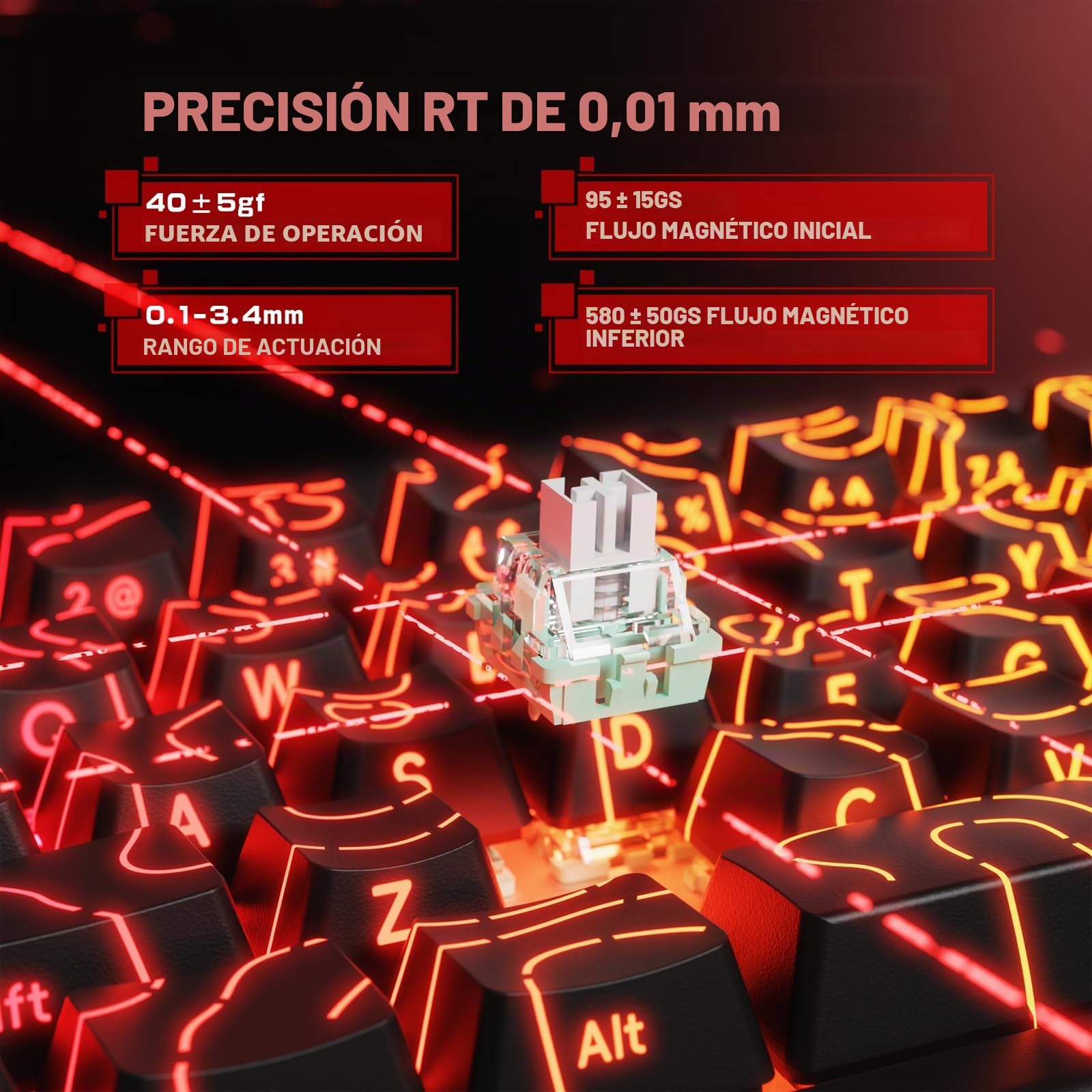 MAMBASNAKE × Attack Shark Teclado y ratón inalámbricos con interruptores magnéticos, Teclado de Disparo rápido de 8 kHz, ratón Gaming trimodo de 59g para pc/Mac(Negro)