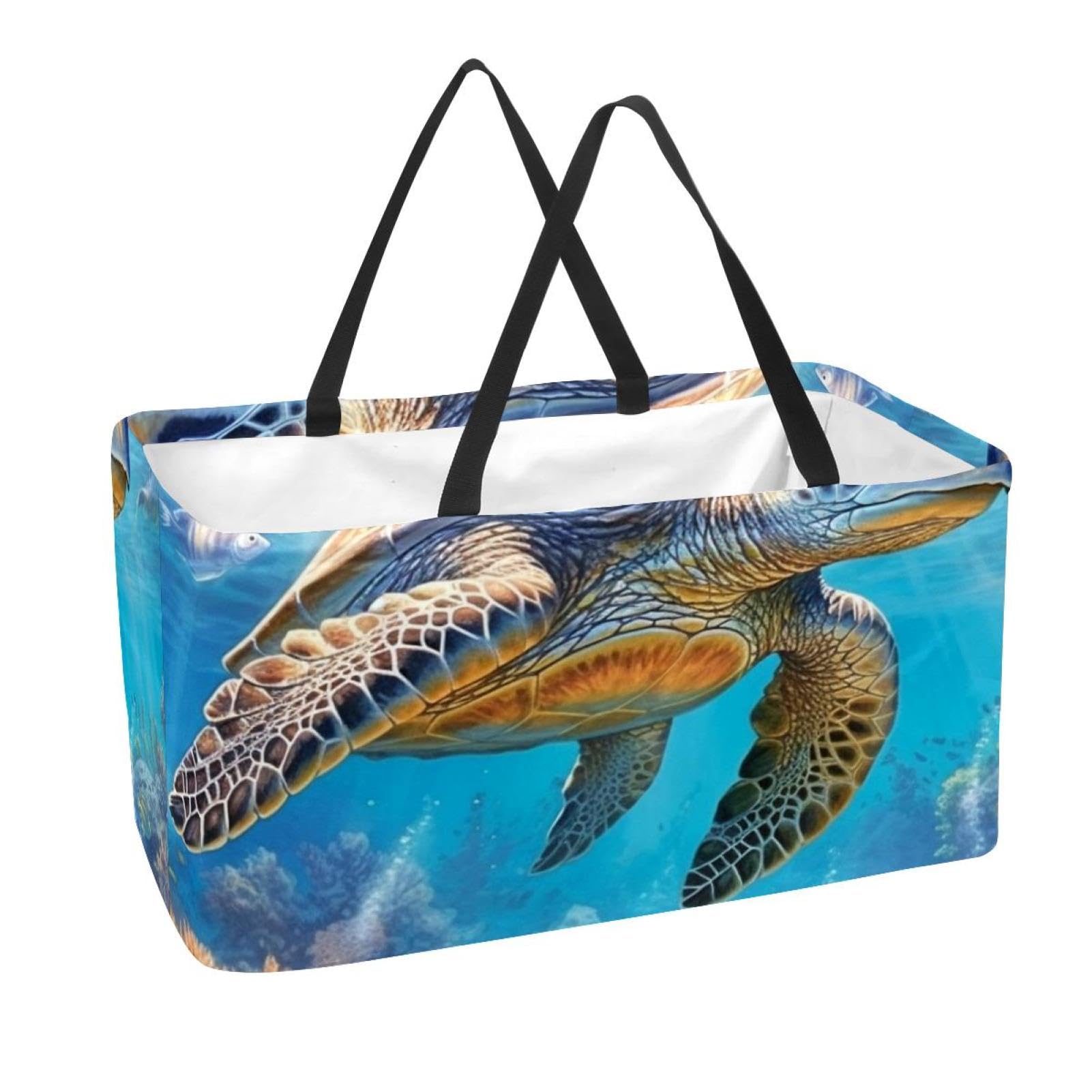 Grand panier de rangement tortue de mer pour vos courses au marché