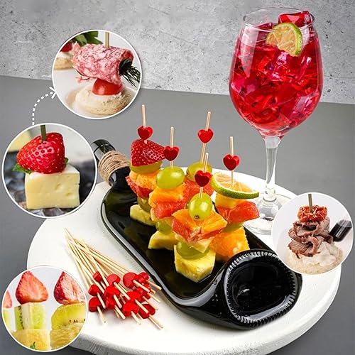Miniatura 8 de Paquete de 100 palillos de dientes elegantes para aperitivos de 4.7 pulgadas de largo, palillos de cóctel de bambú de 4.7 pulgadas de largo, corazón