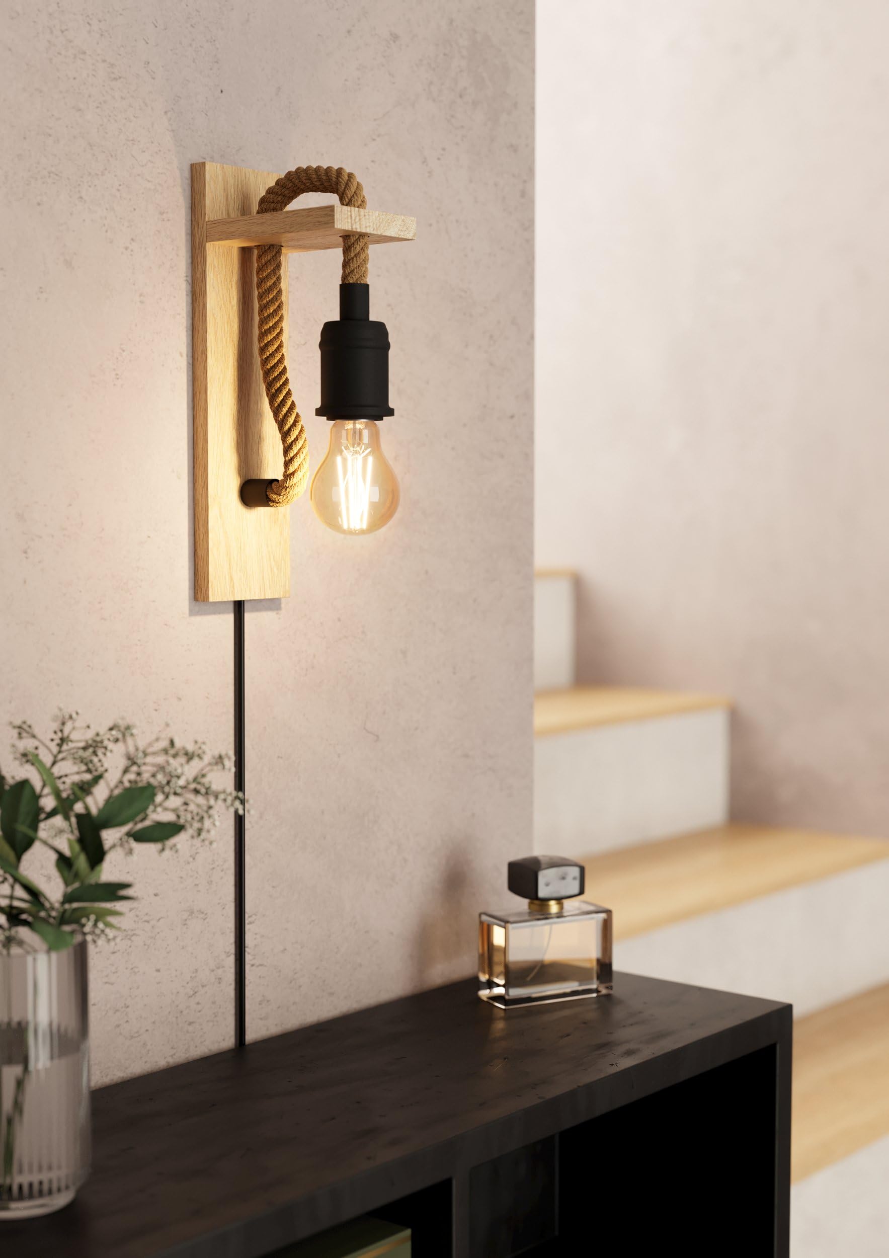 Eglo Applique murale Rampside, lampe murale vintage 1 flamme au design