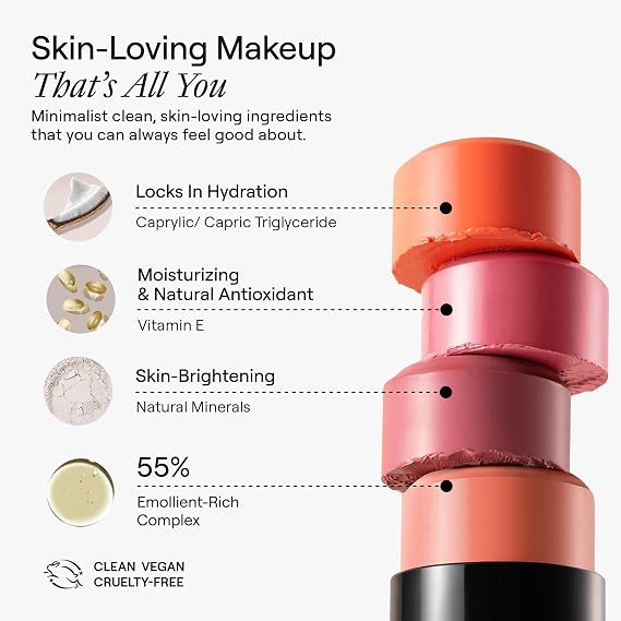 NUDESTIX Nudies Bloom Dewy Blush Stick Bohemian Rose 7g – Dewy Cream Blush for Cheeks, Eyes & Lips – Glass Skin Glow, Buildable Colour, Cool Fuchsia Pink