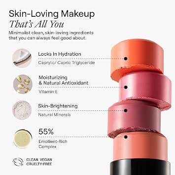 NUDESTIX Nudies Bloom Dewy Blush Stick Bohemian Rose 7g – Dewy Cream Blush for Cheeks, Eyes & Lips – Glass Skin Glow, Buildable Colour, Cool Fuchsia Pink