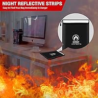 Vista 6 de Bolsa de documentos ignífuga (2000 F), 15 x 11 pulgadas, dos bolsillos, bolsa impermeable con cremallera para objetos de valor, dinero, documentos