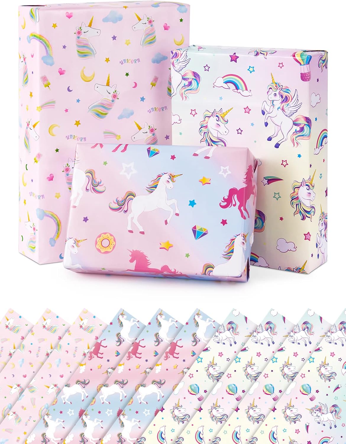 WERNNSAI Unicorn Wrapping Paper 10 Sheet 50.8 x 68.58cm Unicorn Gift