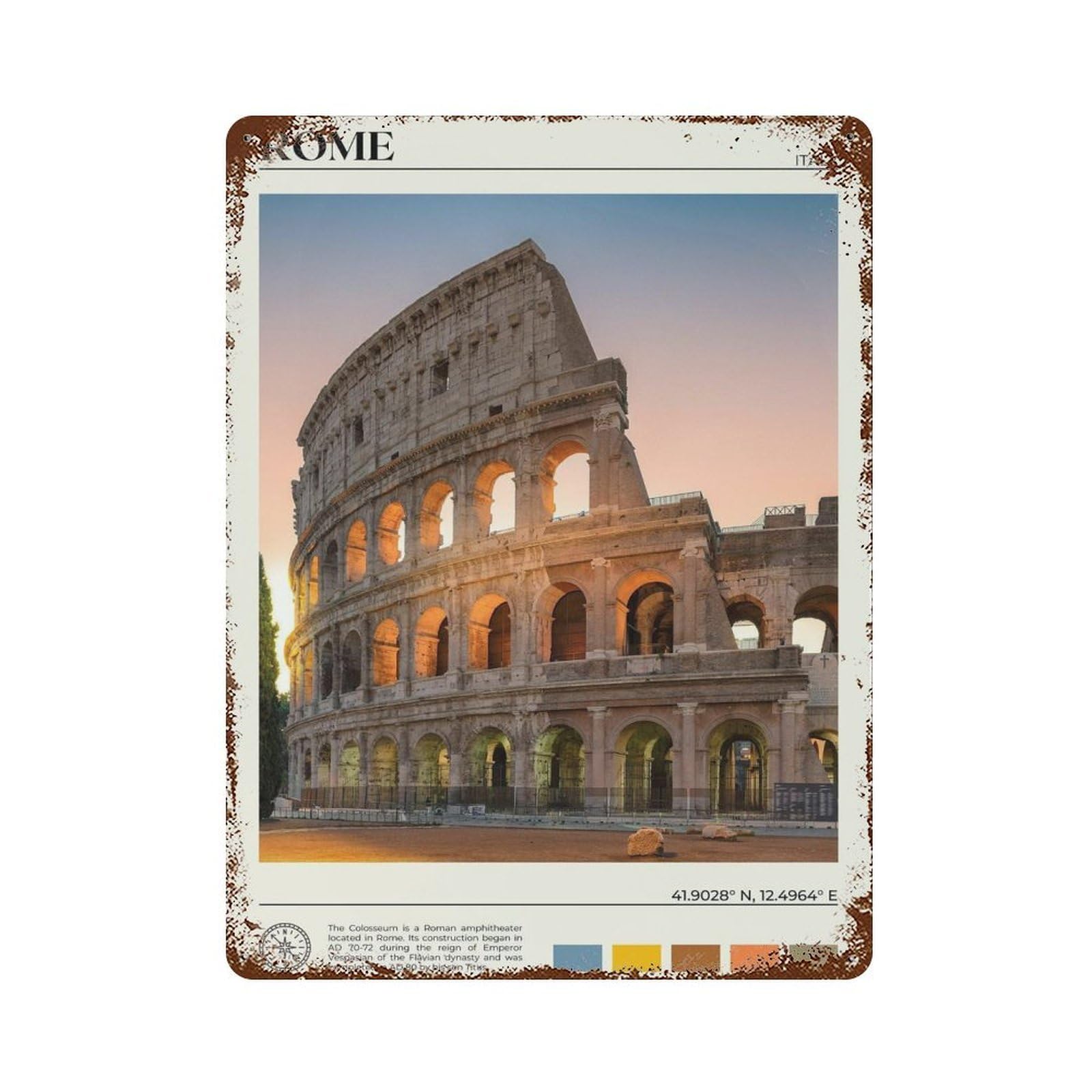 xiaoxiaoshen Real Photo Rome Decor Roma Italy Wall Decor Art Metal Tin Poster Modern Home Decor Art Home Bar Shop Decorations Vintage Sign 40x30cm