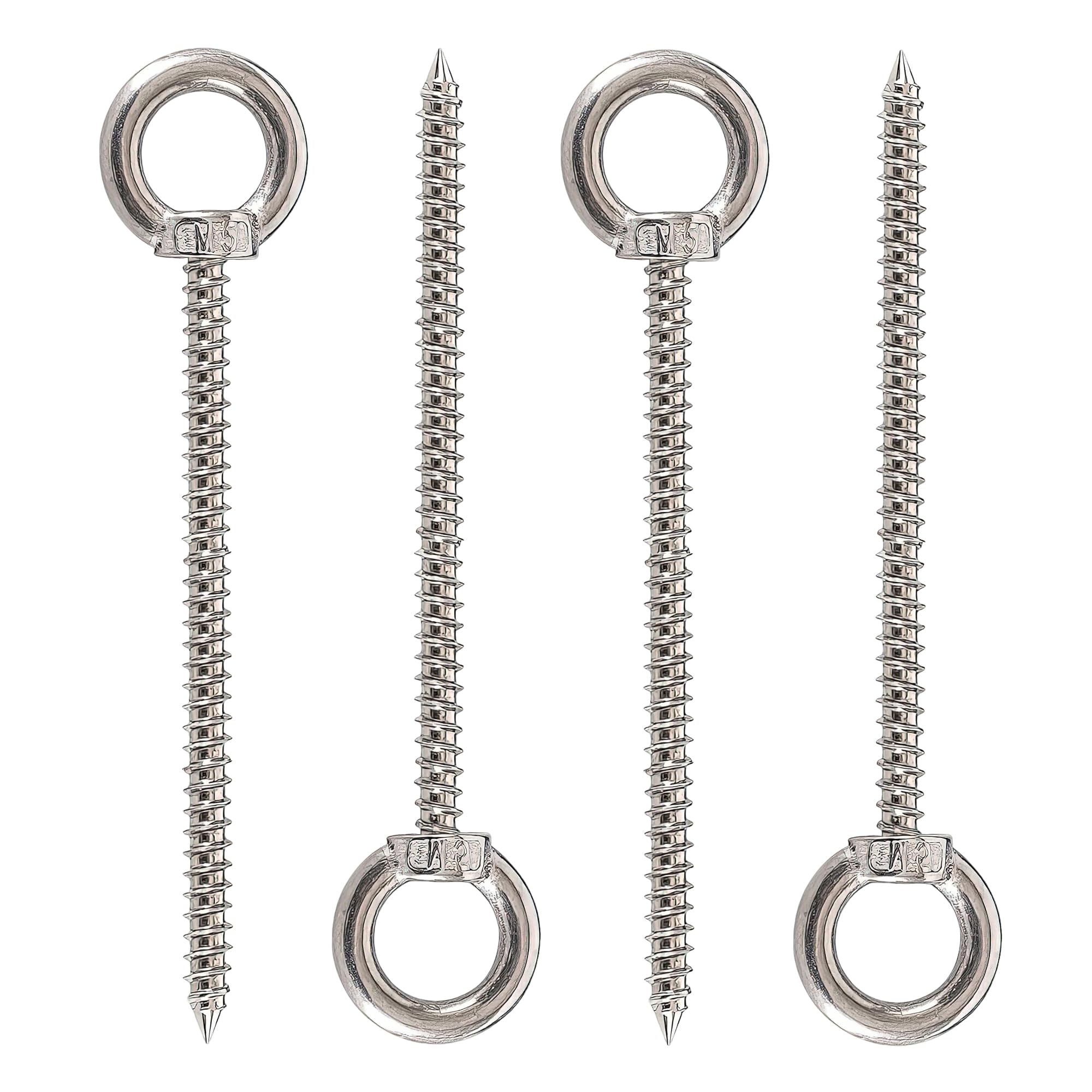 4PCS M5x80 Heavy Duty Stainless Steel Eye Bolt Set, Screw In Hooks For Wood