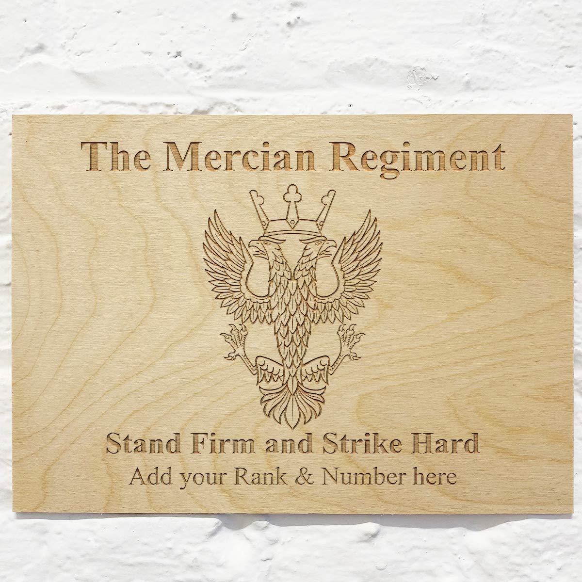 The Mercian Regiment Personalised Add Name Custom Wooden wall sign Plaques 21x30cm (8.2x"11.8")