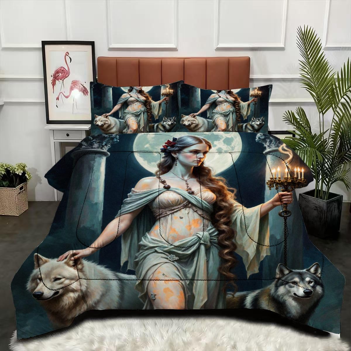 Couette 220 x 240 cm loup gris fini la corvée de housse de lit 4 saisons