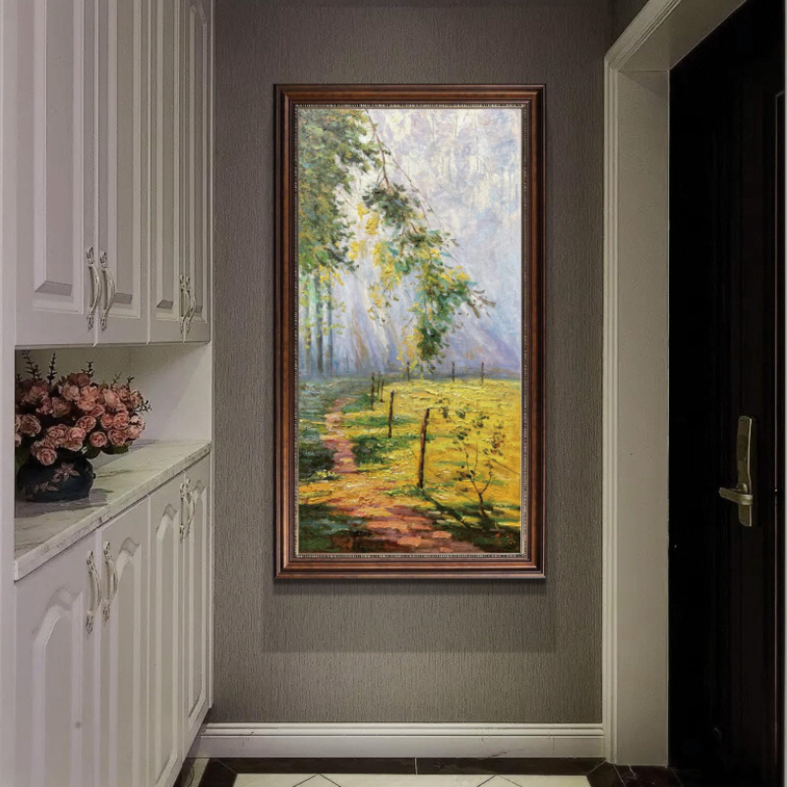 Peinture à l'huile paysage moderne toile murale grand format déco salon canapé