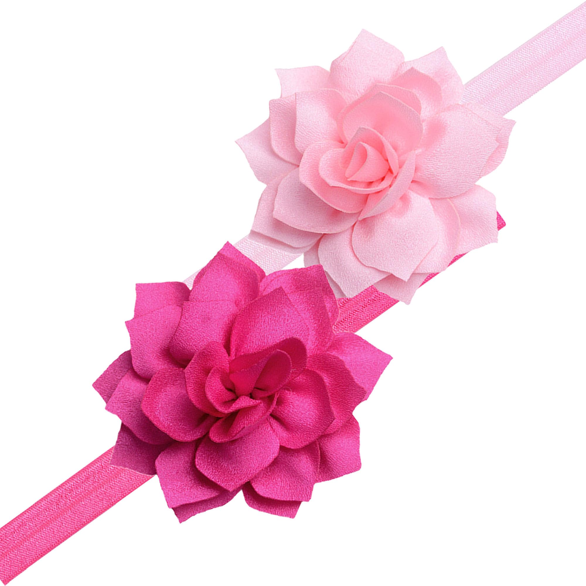 JCLIFE Diademas de flores de pétalos para bebés niñas pequeñas, accesorios elásticos para el cabello, rosa, rojo, pequeño