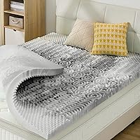 Vista 8 de SINWEEK Cubrecolchón de 1.5 pulgadas, cubrecolchón de espuma viscoelástica de 5 zonas, alivia la presión, almohadilla suave para colchón