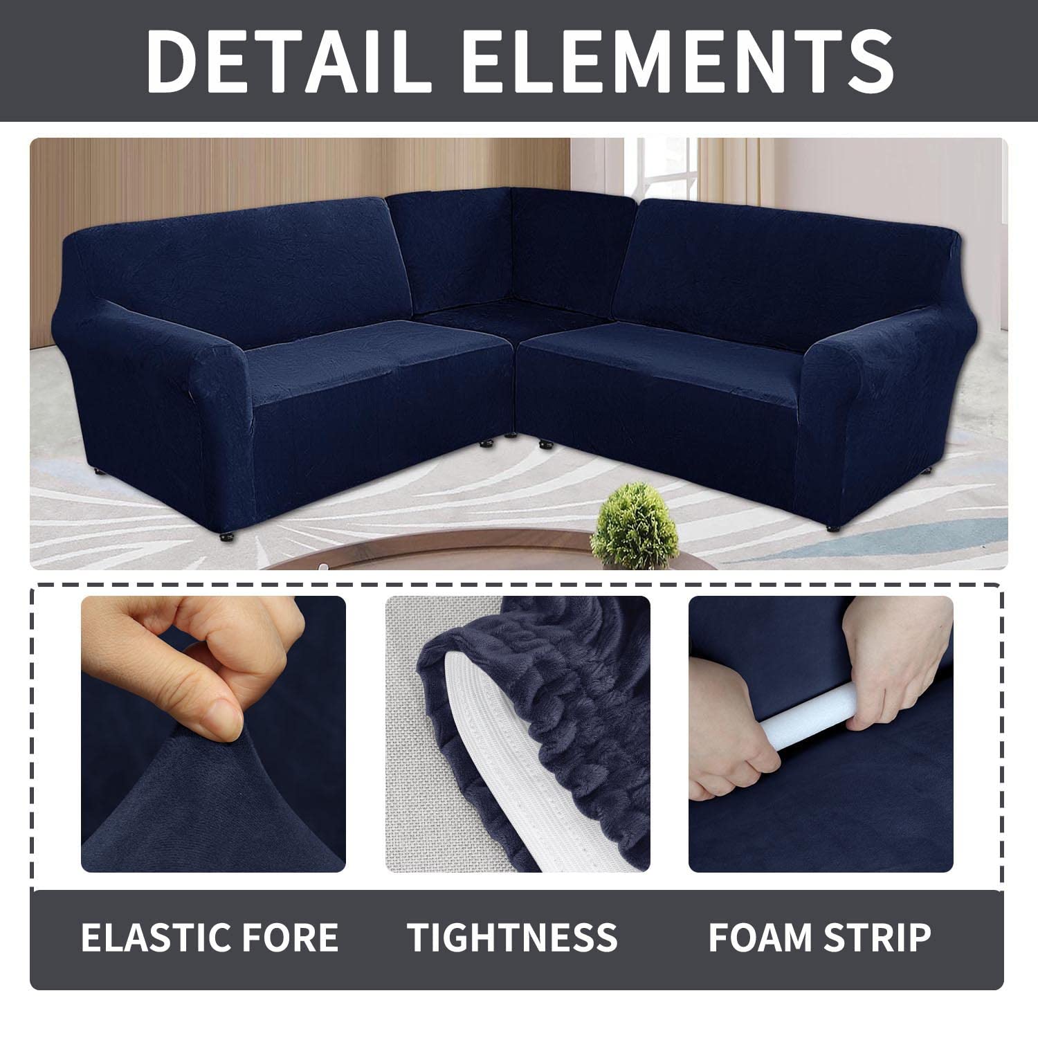 Sofa Esquinero 1 Funda De Sofá Esquinero De Terciopelo Elástico Para Sofá De Esquina, Protector De Uebles Para Togo Sofa