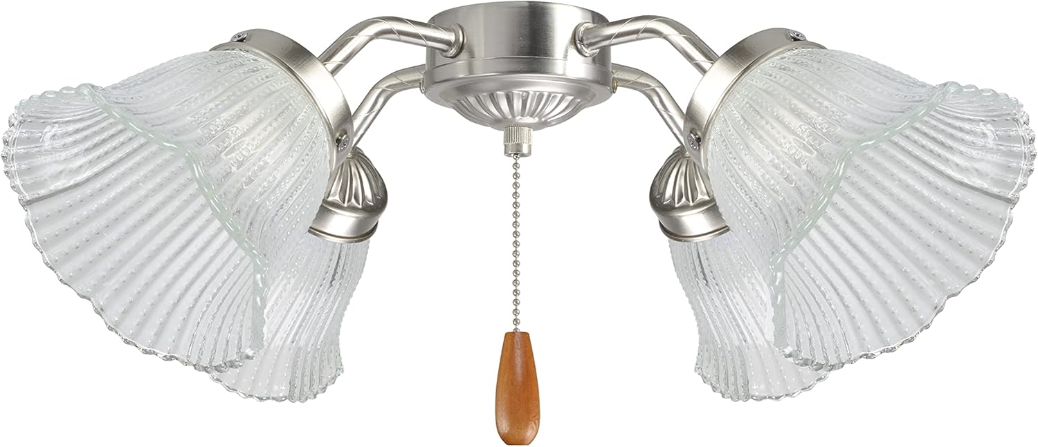Clear Beaded Glass Bell Ceiling Fan Replacement Shades, Set of 4