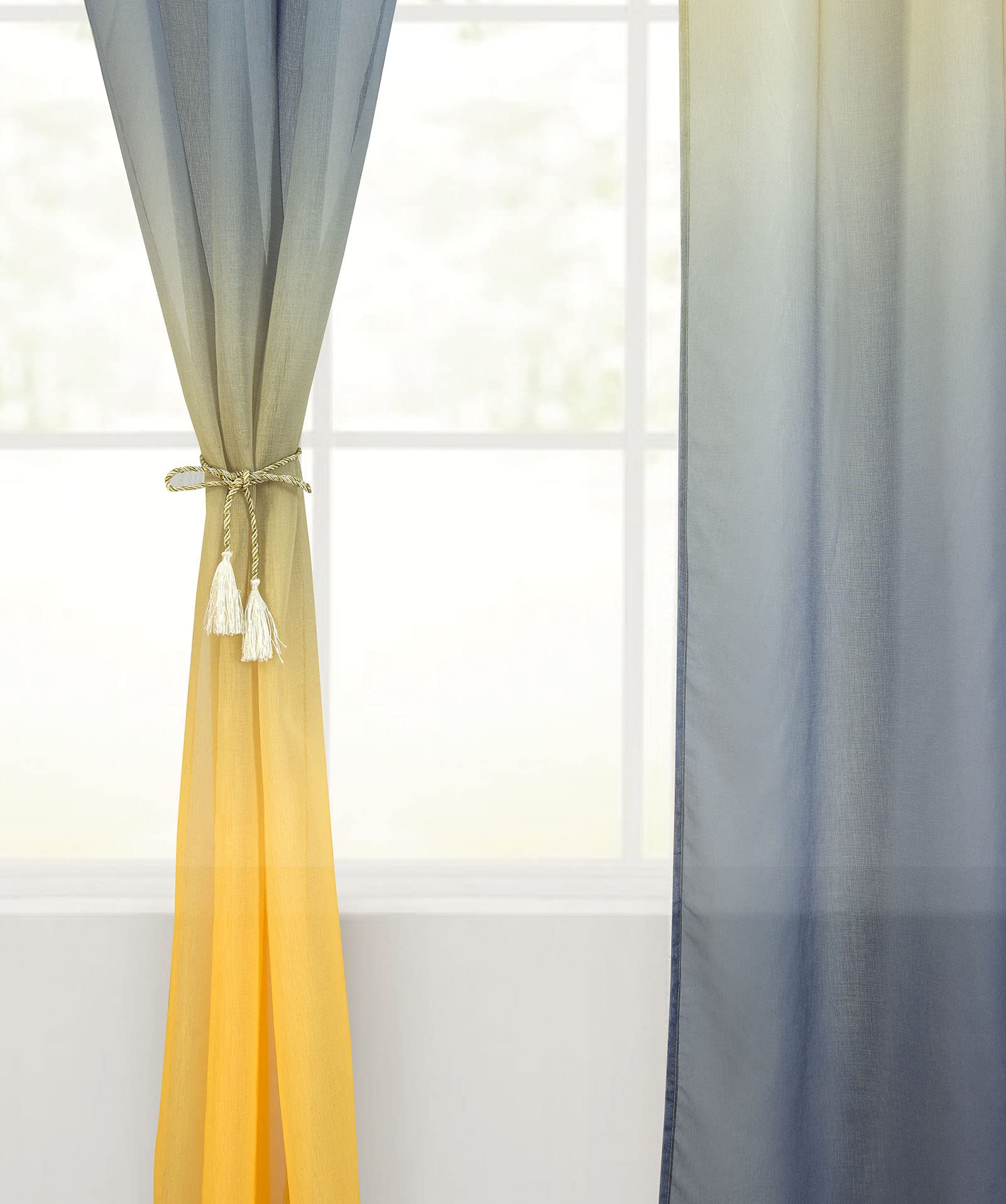 BOYOUTH - Tende in voile tinta unita, con tasca per finestra, per camera da letto, soggiorno, hotel, giallo dorato, 1 pannello, 100 x 200 cm