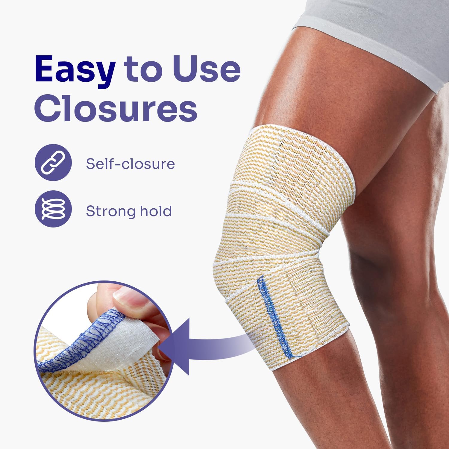 Conkote High-Performance Elastic Bandage Wrap - 6 Pack Assorted Sizes, Touch Closure Compression Bandage, Support & First Aid for Sports, Medical, and Injury Recovery