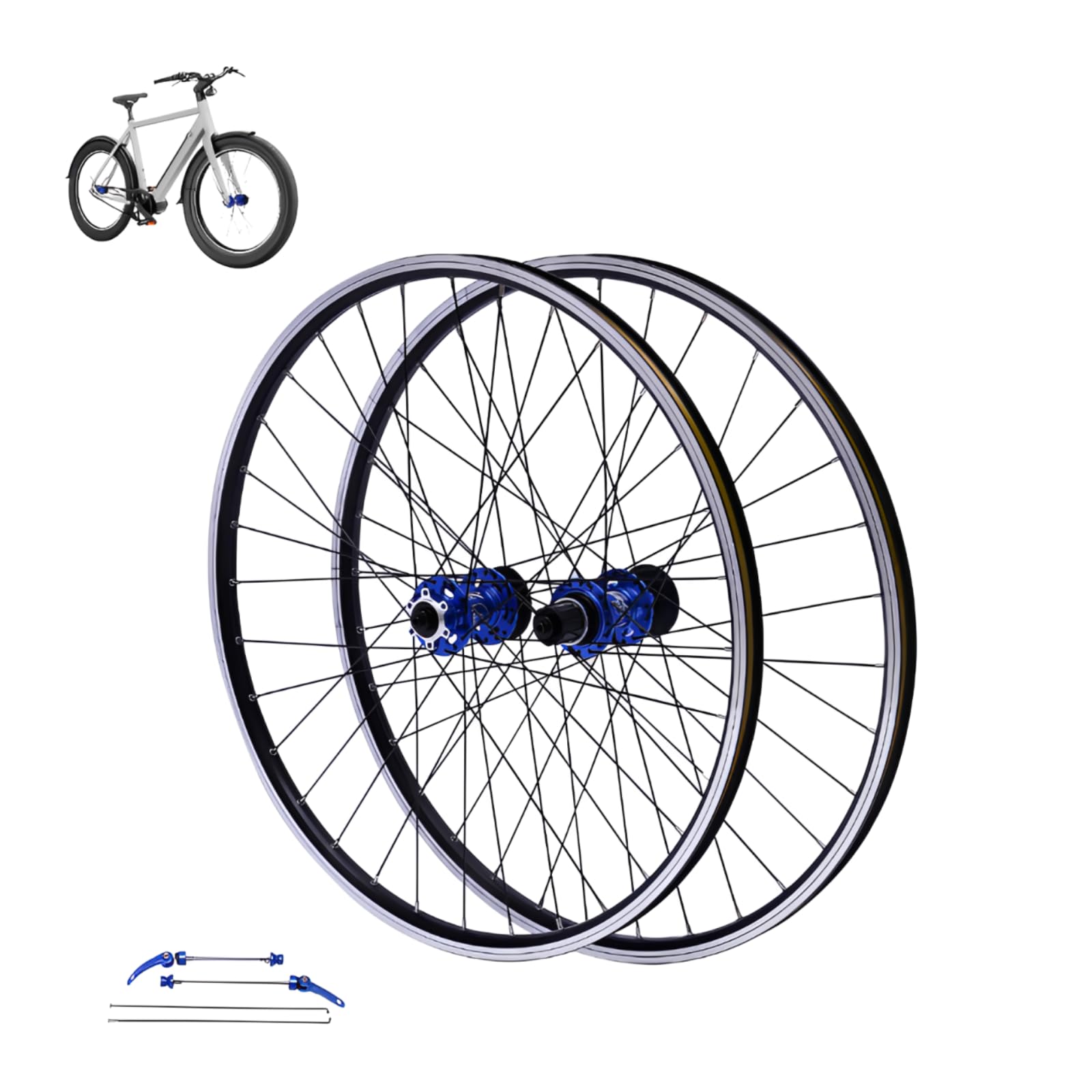 27,5 Zoll Mountainbike Radsatz, Leichtgewichtige Aluminiumfelgen, Double Sechs-Loch Disc, 32-Loch Fahrradräder, Tragfähigkeit 200 kg, Kompatibel mit 7- bis 12-Fach Ritzelgruppen (Blau)