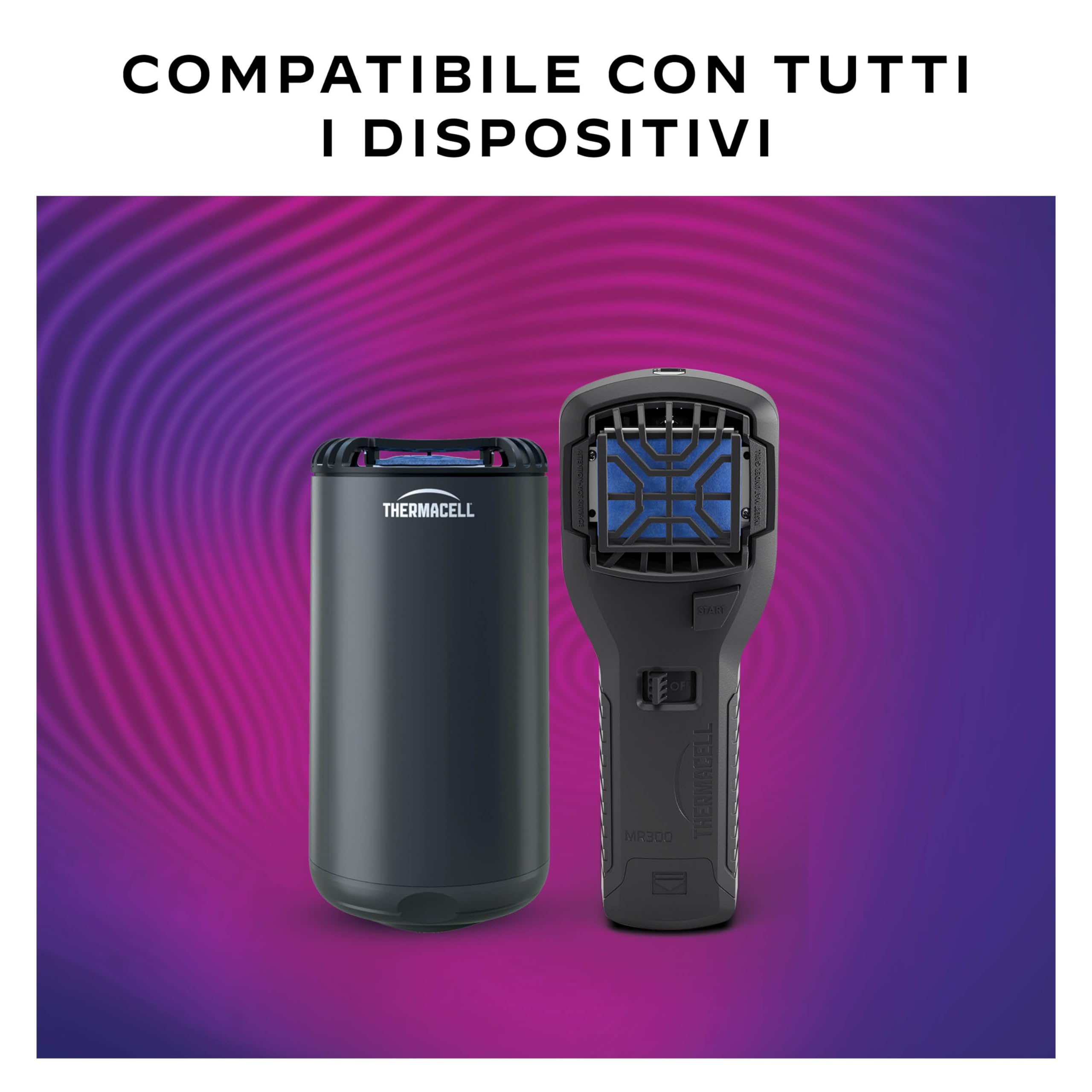 Thermacell Ricarica per Repellente Antizanzare, Protezione 21m², Inodore, Senza Spruzzi, Sicuro per Tutti, 48 Ore di Durata, 4 Cartucce + 12 Piastrine (Confezione da 2)