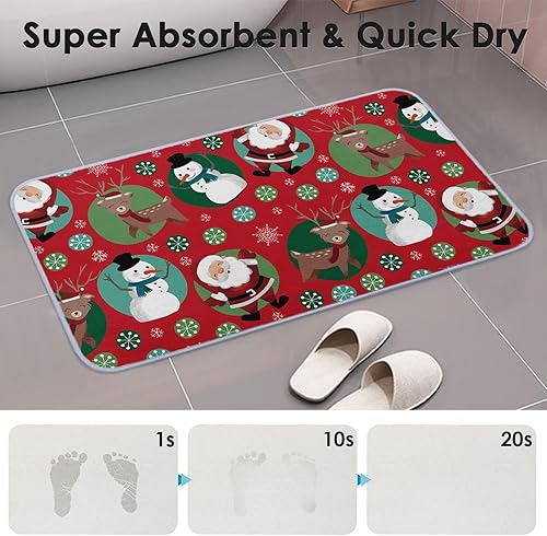 Miniatura 3 de Tapete de baño de cachemira de imitación de Navidad, 17 x 30 pulgadas, Papá Noel, muñeco de nieve, alce, tapete decorativo para el hogar, parte