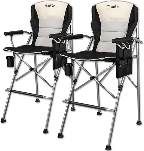 Silla alta plegable para salón de maquillaje, silla portátil de barra de campamento plegable para sesión de fotos con bolsa Stroage, soporte para