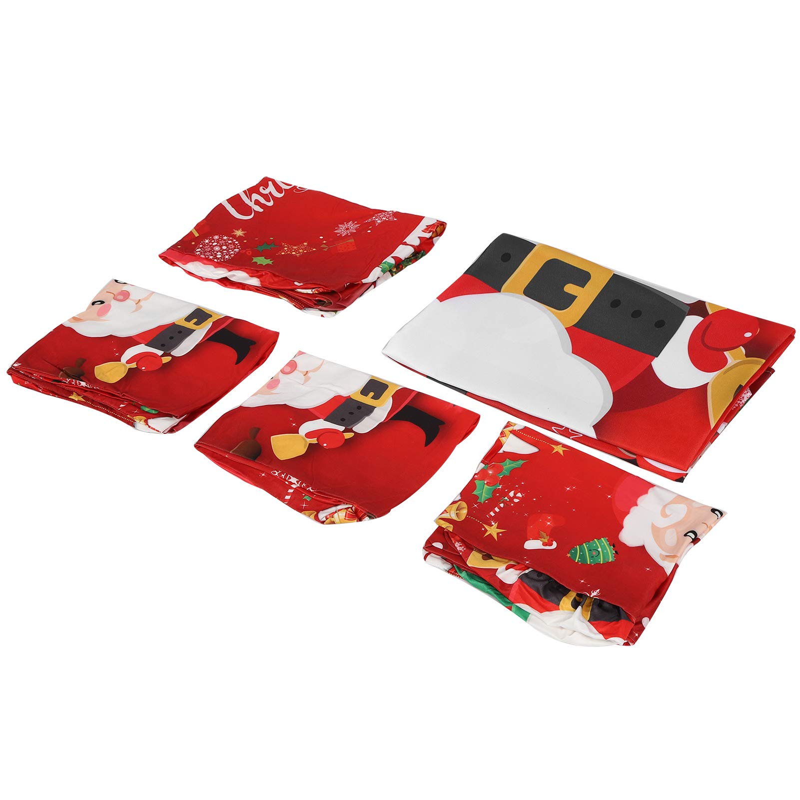 Juego de fundas de silla de mantel de Navidad para el hogar, la cocina, el comedor, la decoración del festival de Papá Noel rojo, tejido flexible de poliéster, para fiesta de (Roter