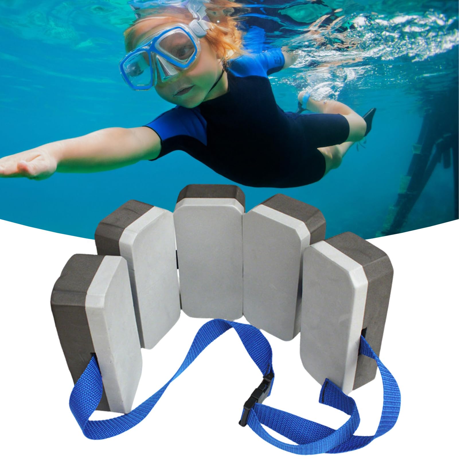 Cintura da nuoto per bambini, galleggiante di sicurezza per bambini, 7 x 4 x 15 cm, supporto regolabile per il galleggiamento, età 7-10 anni, ideale per piscina, lago, spiaggia, vacanze acquatiche