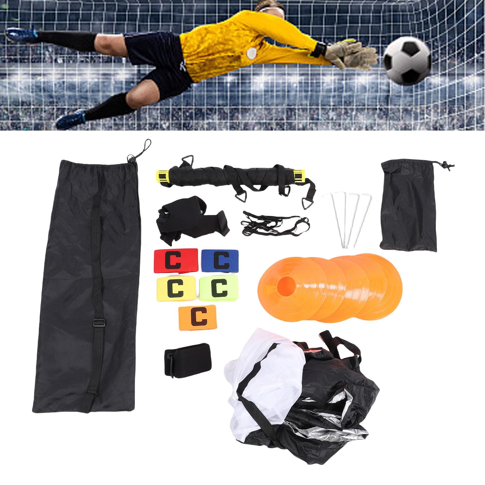 Srliya Set di Attrezzature per Allenamento di velocità con Scala di agilità con Coni di Calcio con Scala di velocità Ombrello da Corsa Attrezzatura per Allenamento Fitness per Calcio