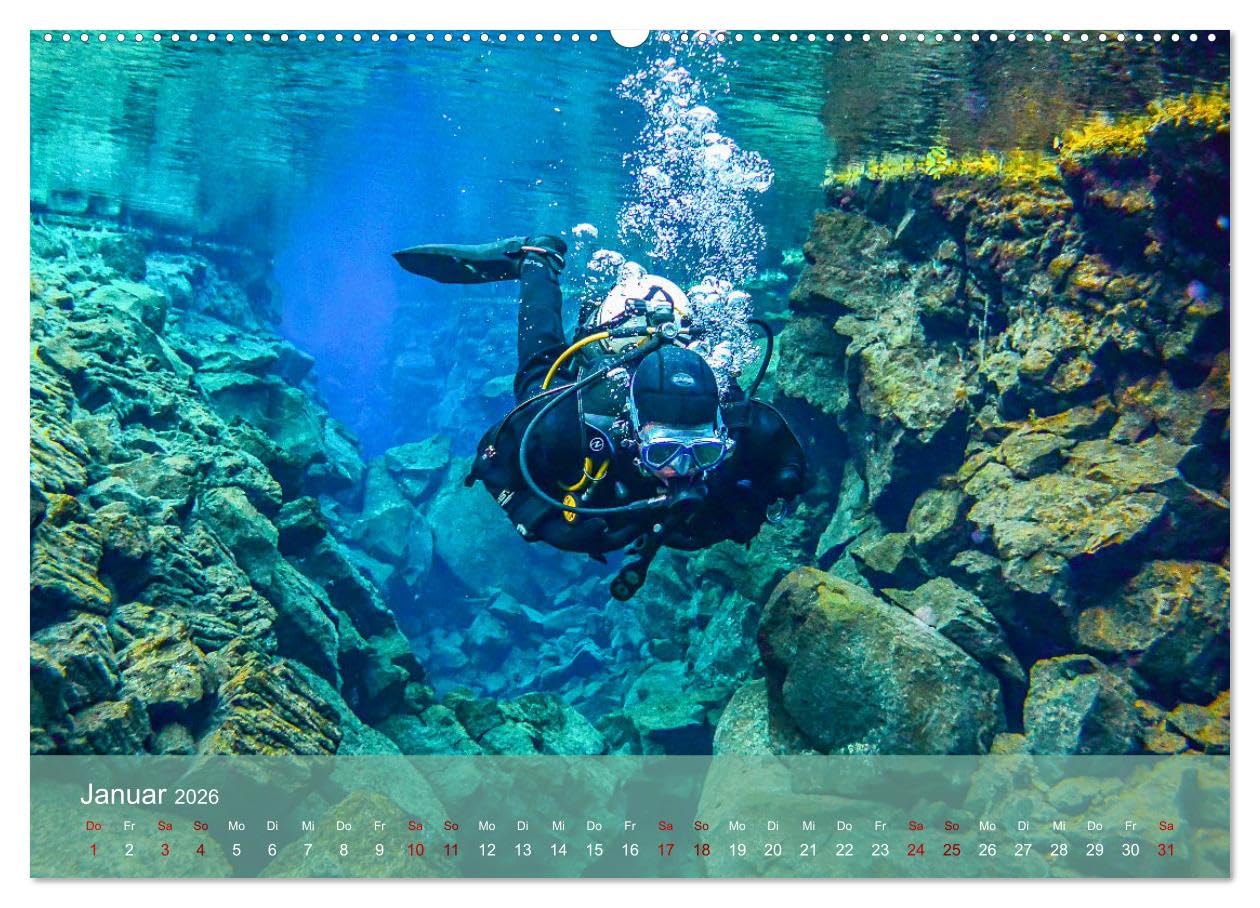 Erlebnis Tauchen - faszinierende Unterwasserwelt (hochwertiger Premium Wandkalender 2026 DIN A2 quer), Kunstdruck in Hochglanz: Spektakuläre Bilder ... Tauchrevieren der Erde (CALVENDO Sport)