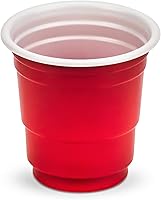 Vista 2 de DecorRack Vasos de chupito rojos de 2 onzas, 40 vasos de chupito de plástico, vasos de fiesta desechables, mini vasos de chupito, rojo